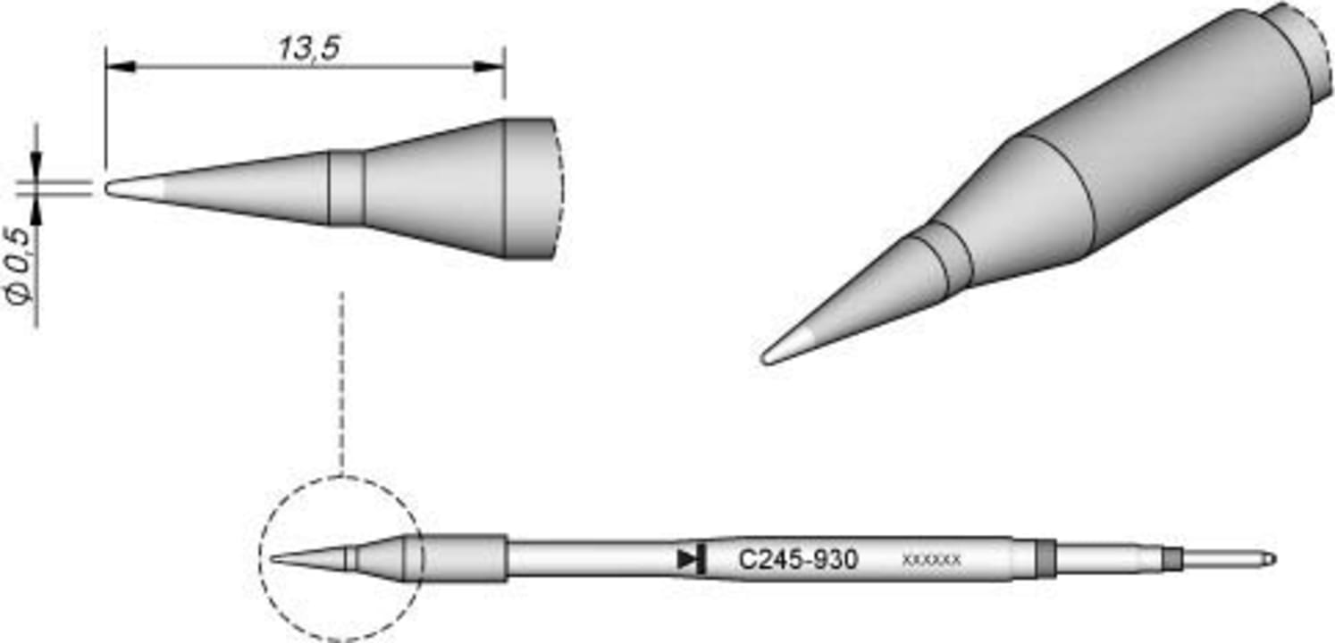JBC C245930 Cartridge Conical 0.5mm S2