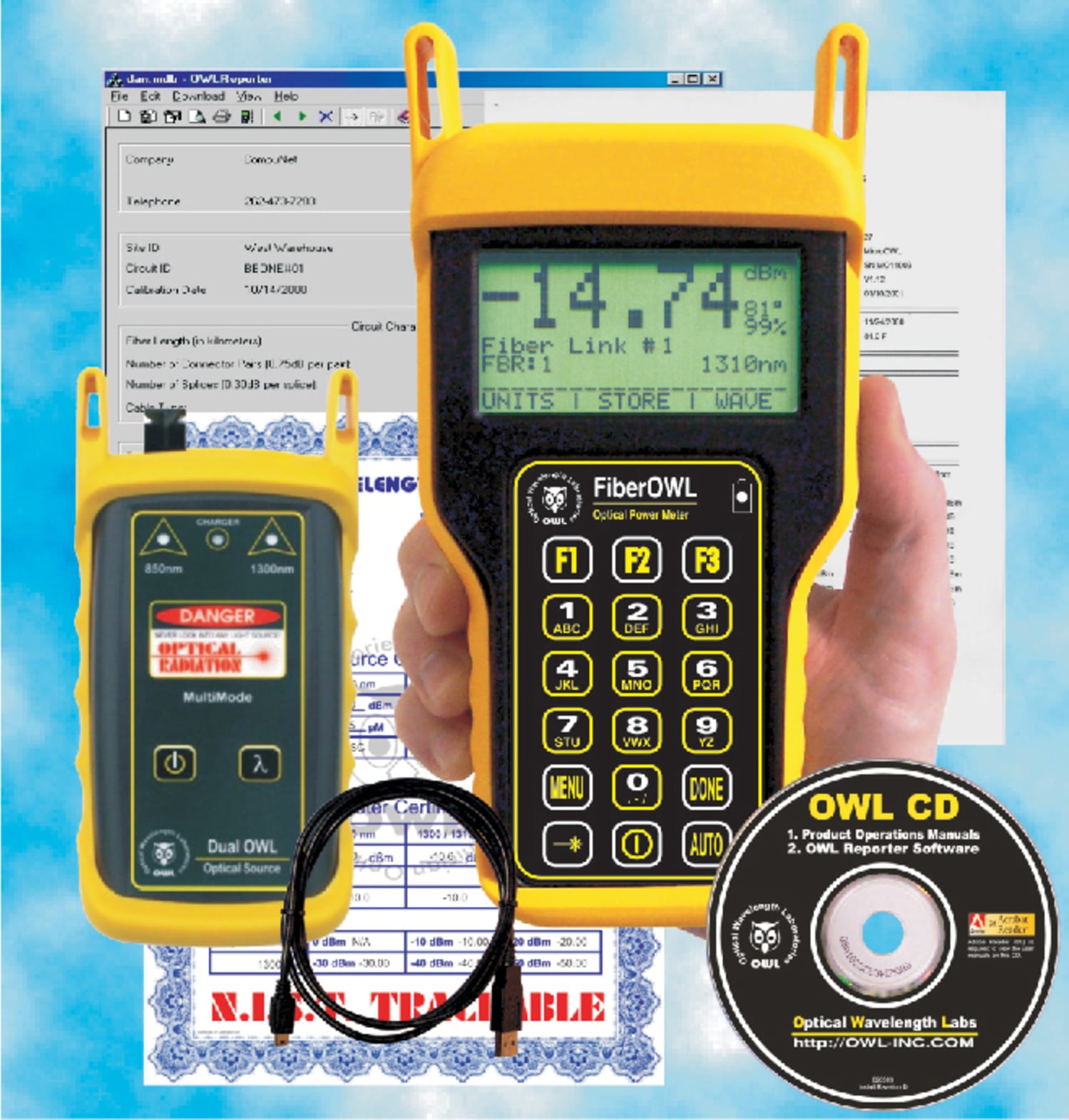 OWL KIT-FO4B-D285SC Fiber OWL 4 BOLT Dual OWL 850 Test Kit with SC Connector