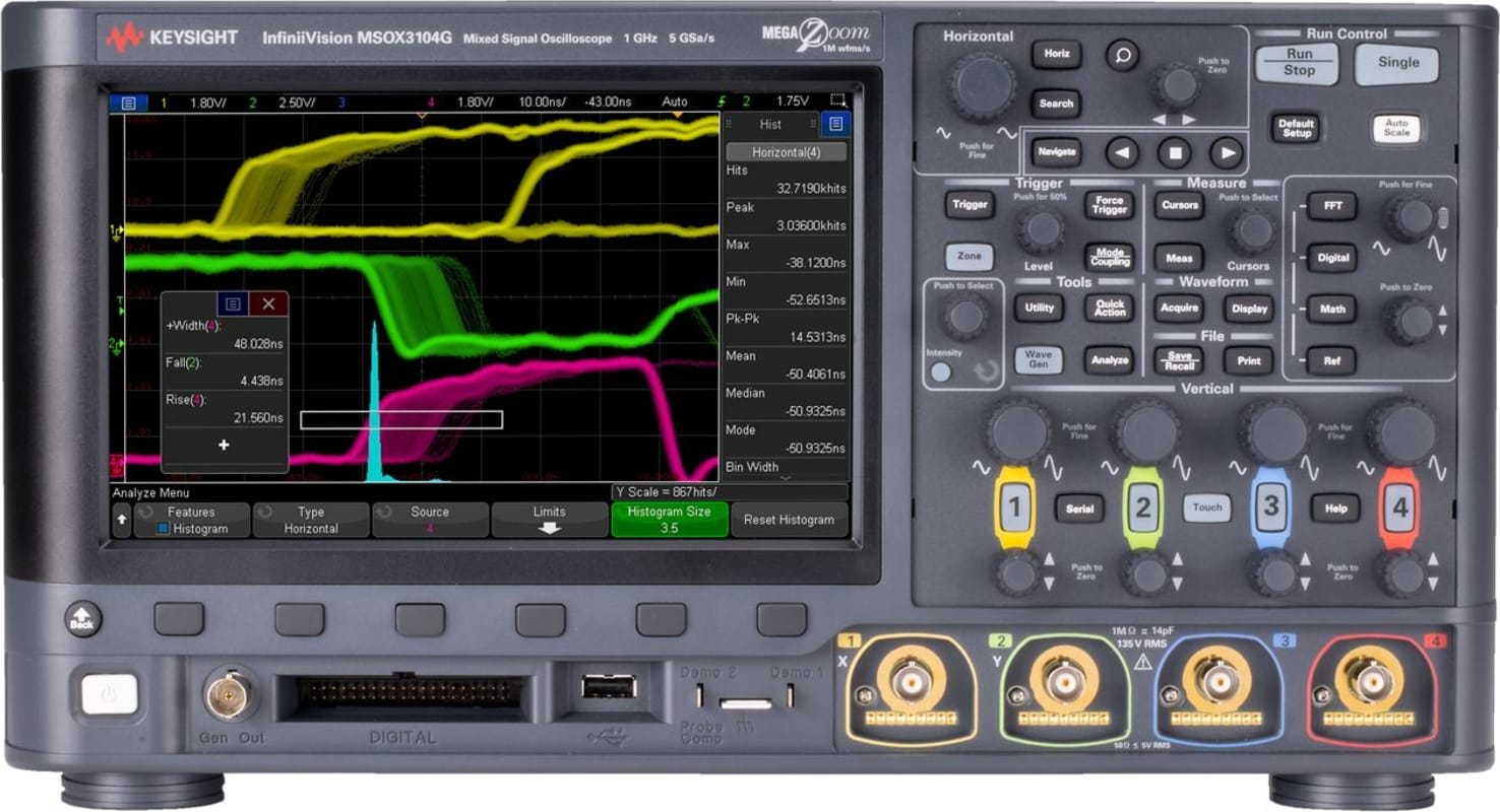 Keysight MSOX3034G - Mixed Signal Oscilloscope (350 MHz / 4 Analog Channels / 16 Digital Channels)