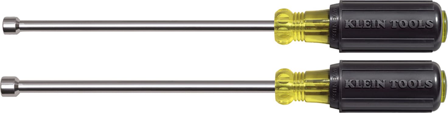 Klein Tools 646M 2-Piece Nut Driver Set - 6" Hollow Shanks, Magnetic Tips
