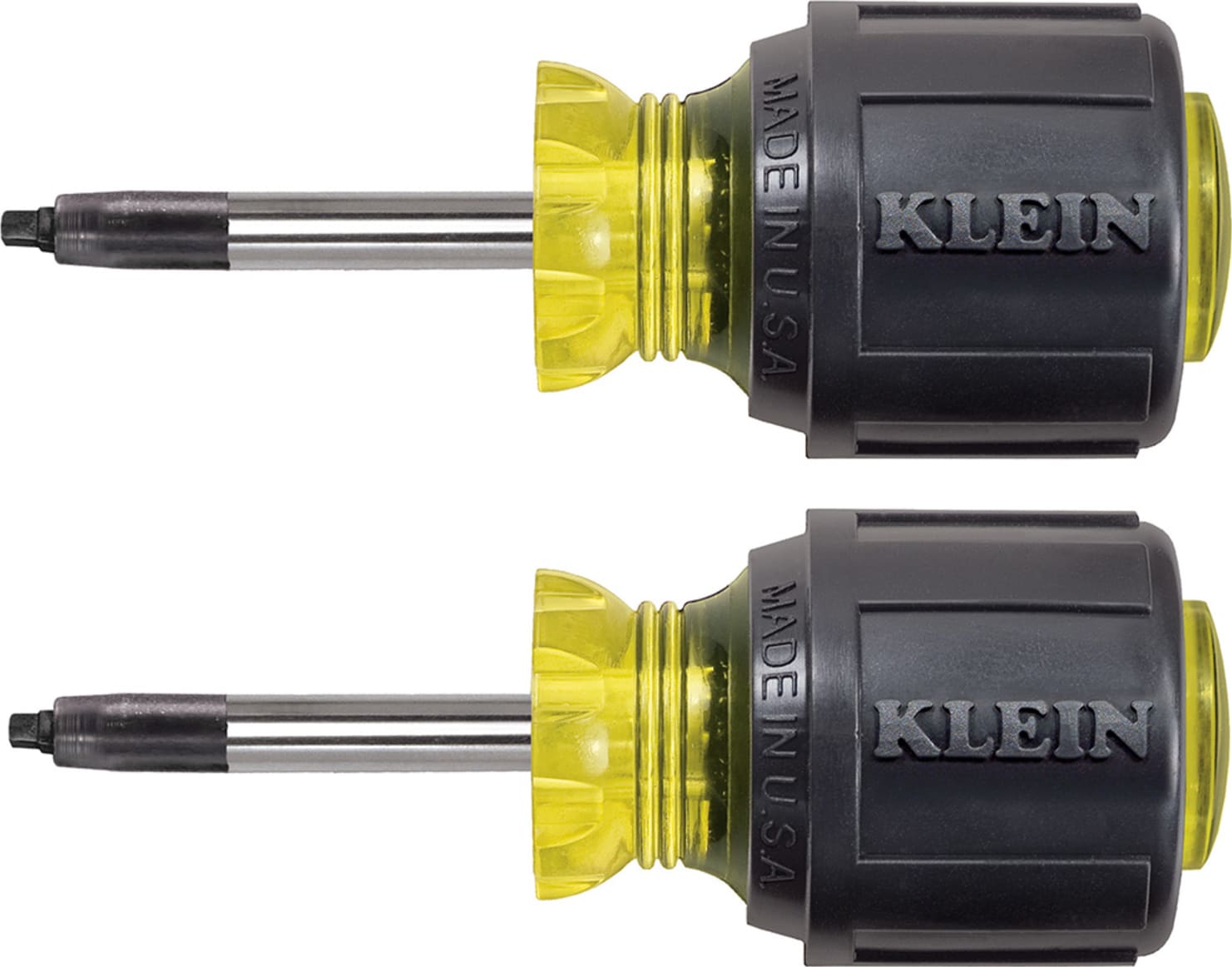 Klein Tools 85155 2-Piece Stubby Square-Recess Tip Cushion-Grip Screwdriver Set