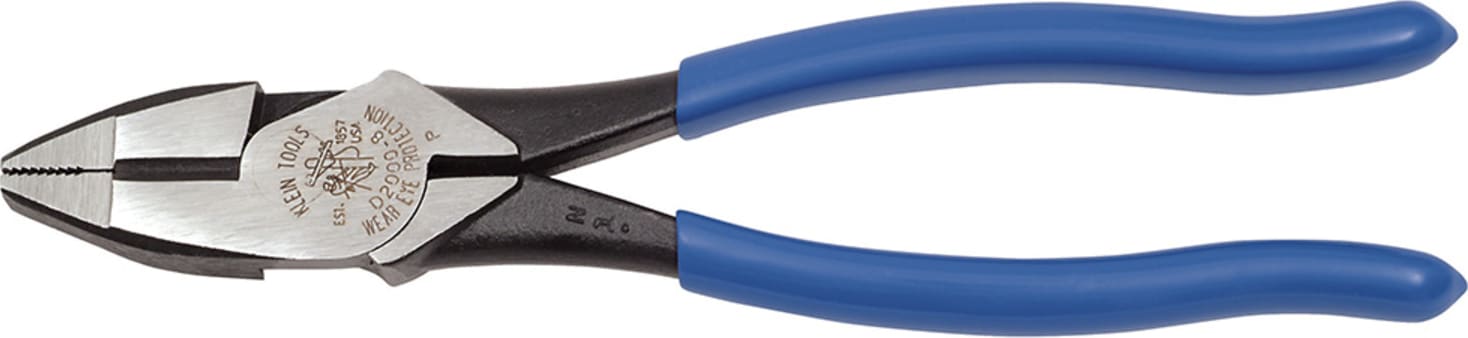 Klein Tools D2000-8 8" (203 mm) High-Leverage Side-Cutting Pliers - Heavy-Duty Cutting