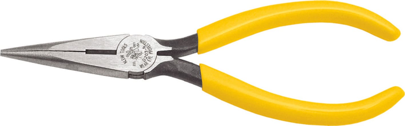 Klein Tools D203-6 6" (152 mm) Standard Long-Nose Pliers - Side-Cutting