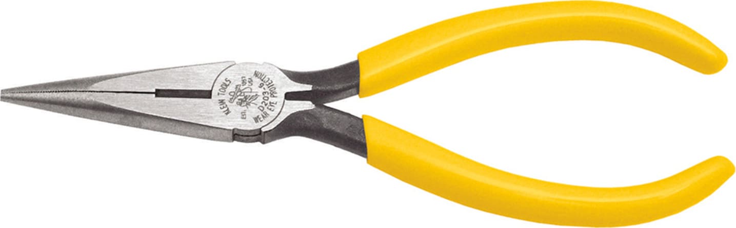 Klein Tools D203-7C 7" (178 mm) Standard Long-Nose Pliers - Side-Cutting with Spring