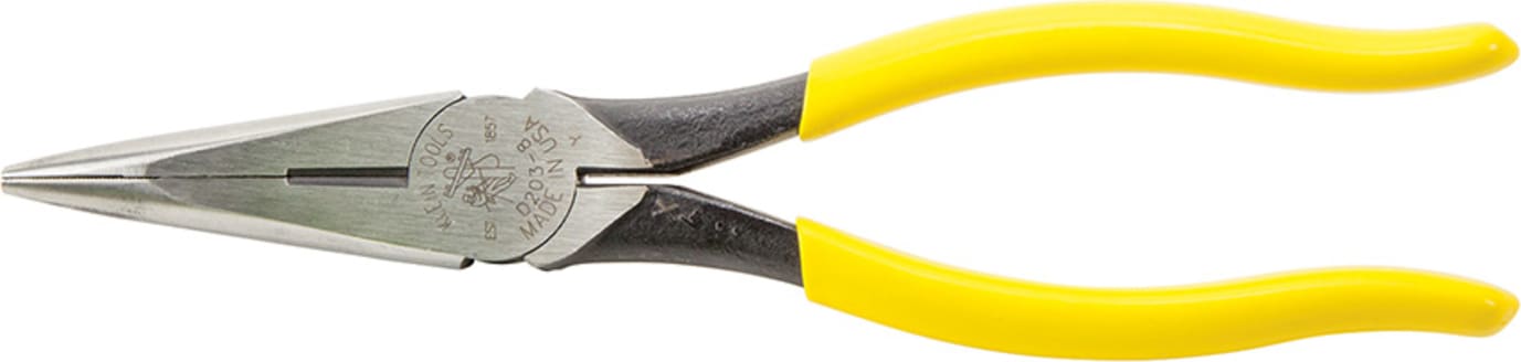 Klein Tools D203-8 8" (203 mm) Heavy-Duty Long-Nose Pliers - Side-Cutting