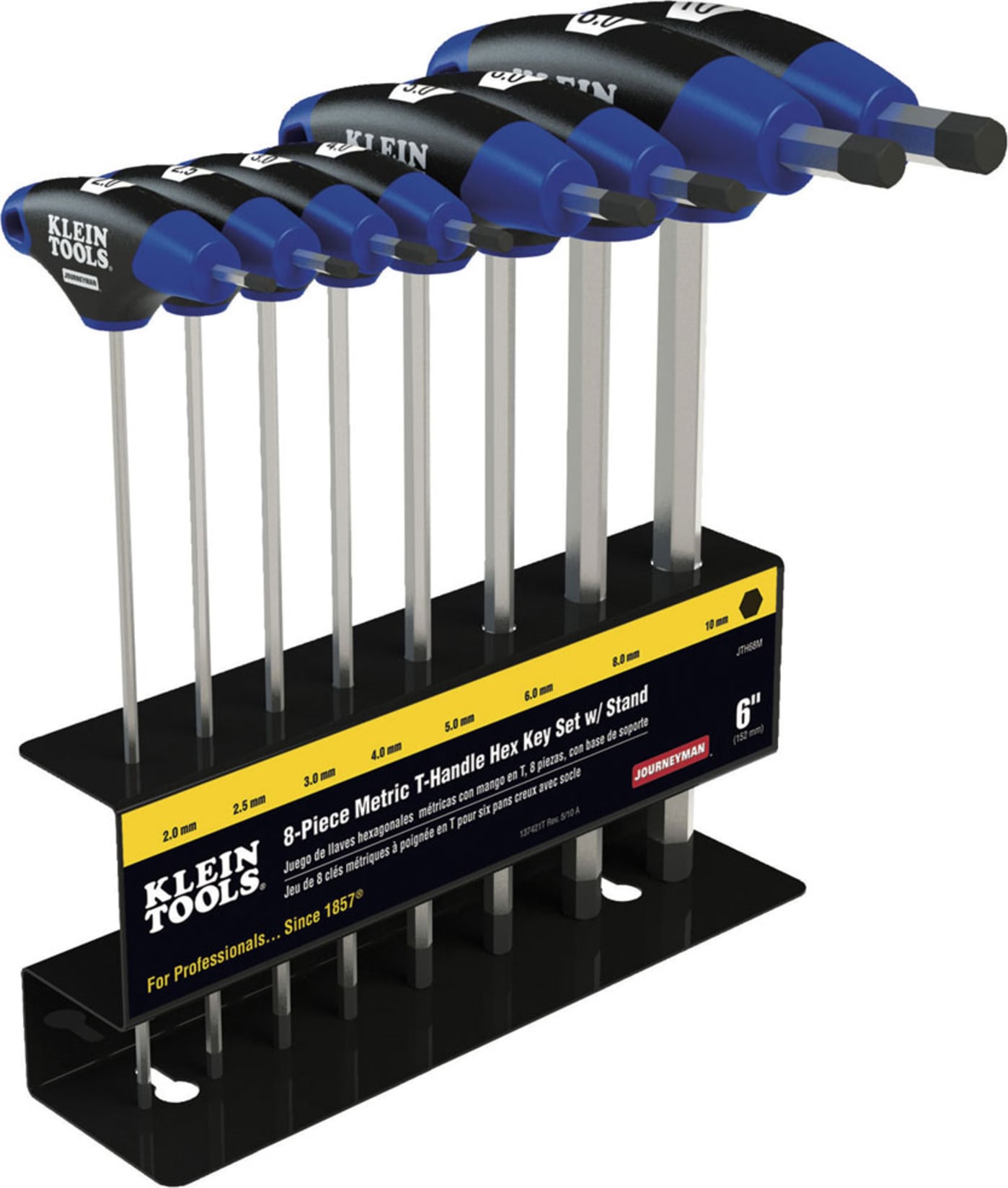 Klein Tools JTH68M 8-piece 6" (152 mm) Metric Journeyman T-Handle Set with Stand