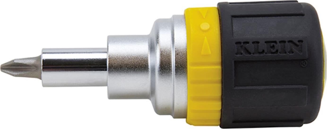 Klein 32593 6-in-1 Ratcheting Stubby Screwdriver