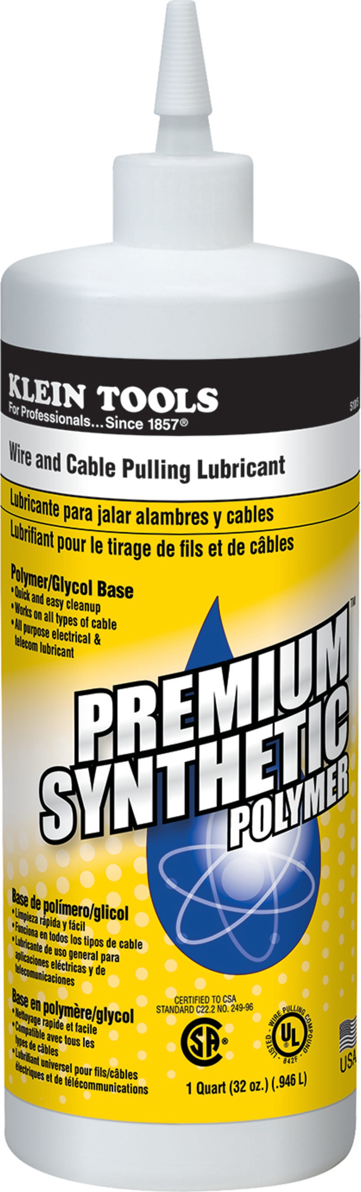 Klein Tools 51015 Premium Synthetic Polymer, One Quart Bottle