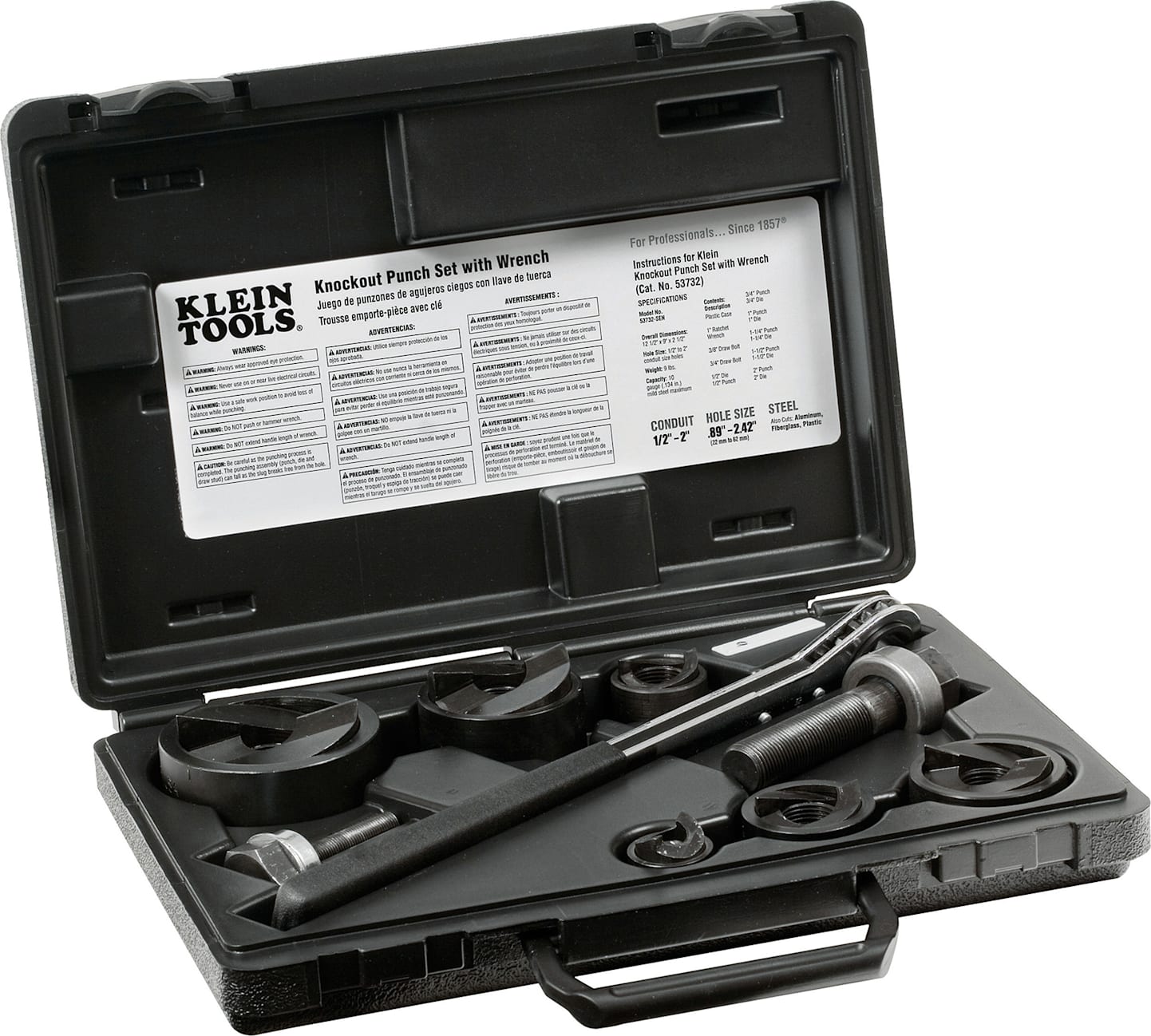Klein Tools 53732SEN Knockout Punch Set with Wrench