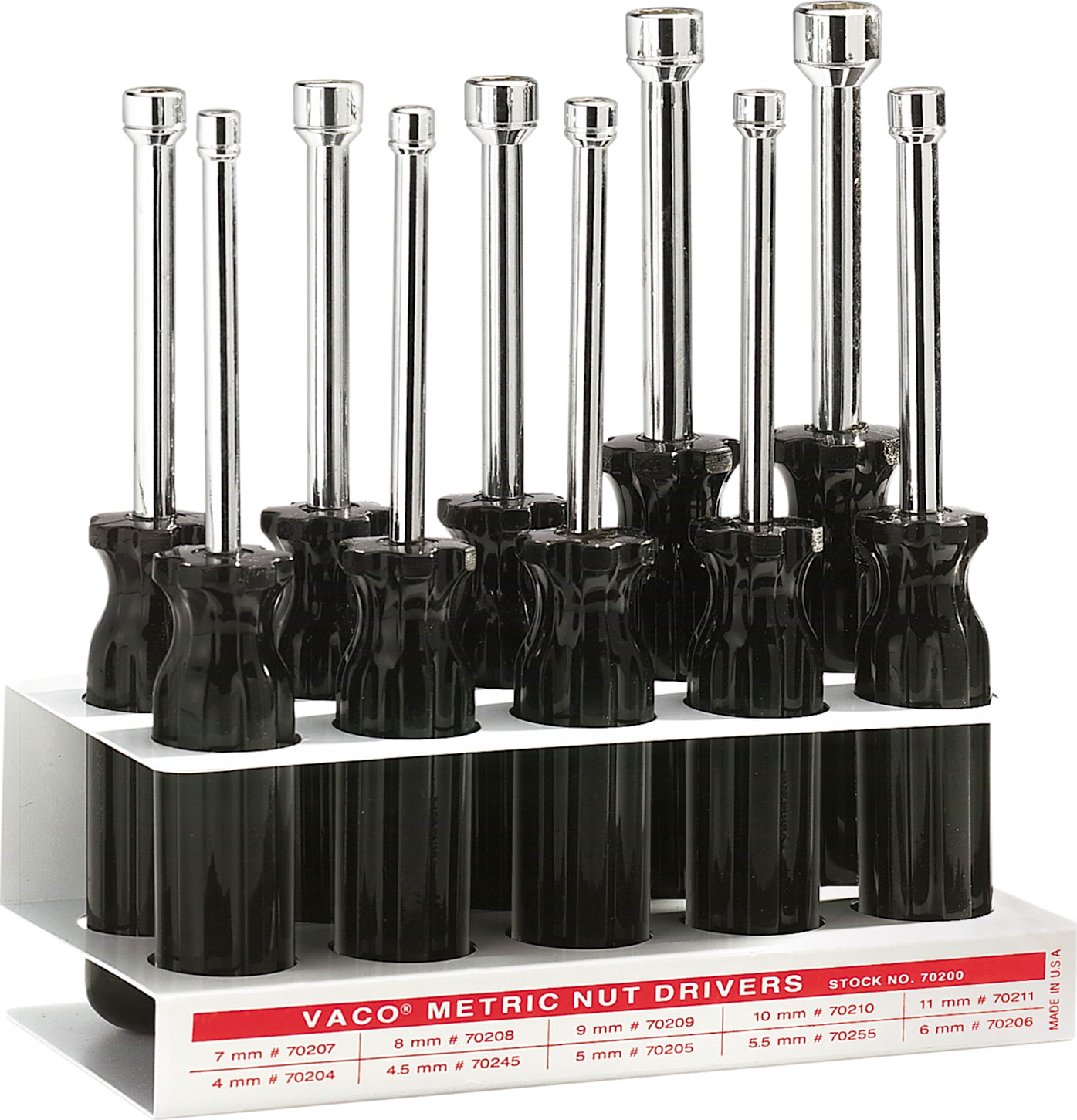 Klein Tools 70200 Metric Nut Driver Set 3" Shanks 10 Pc