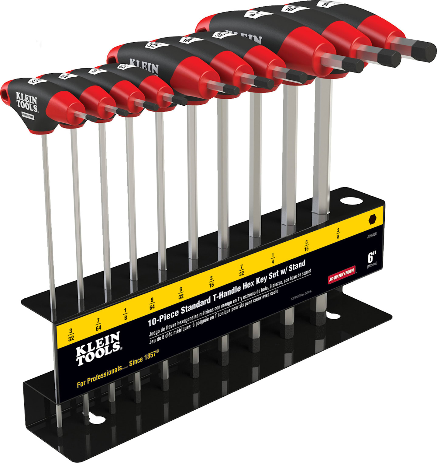 Klein Tools JTH610E 6" SAE Journeyman T-Handle Set 10 Pc