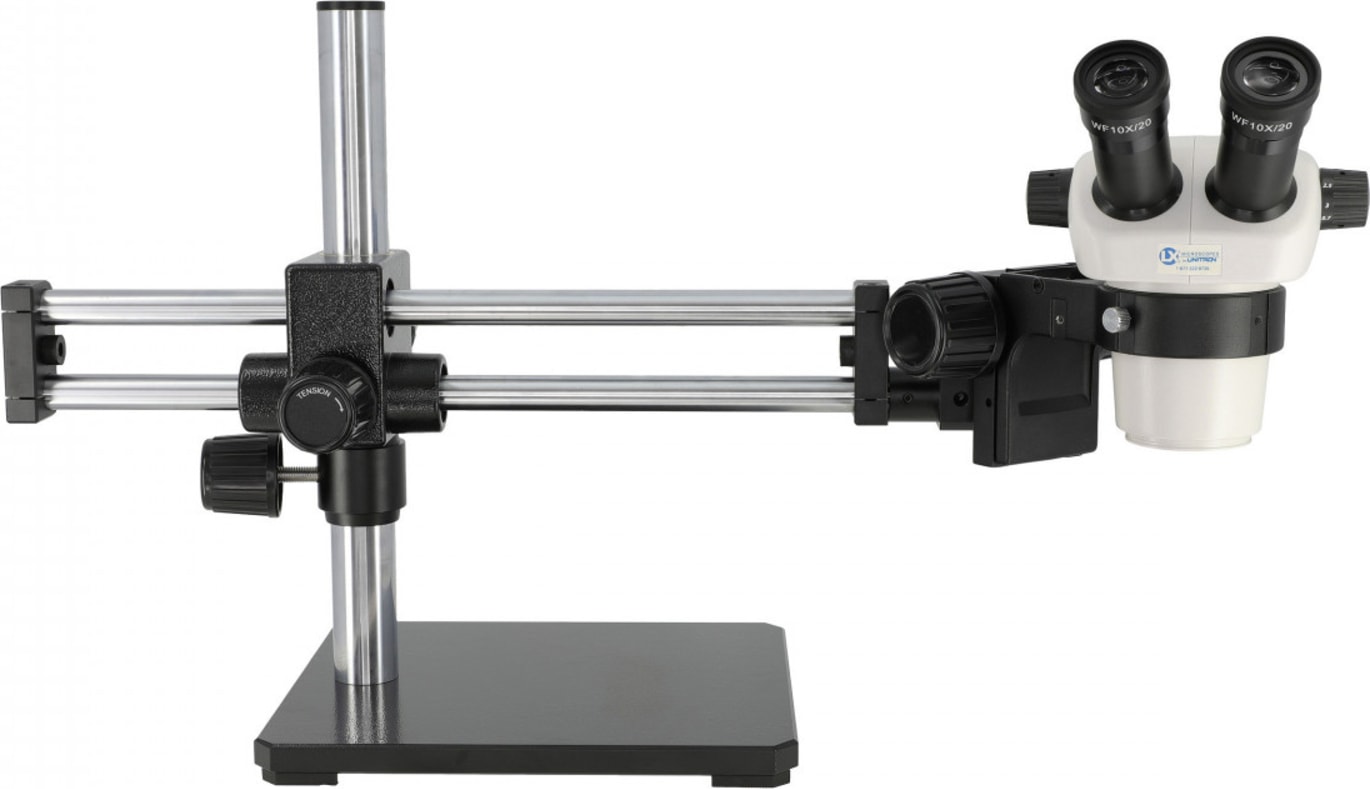 LX Microscopes by Unitron 230BB - Binocular Stereo Microscope with Dual Arm Boom Stand