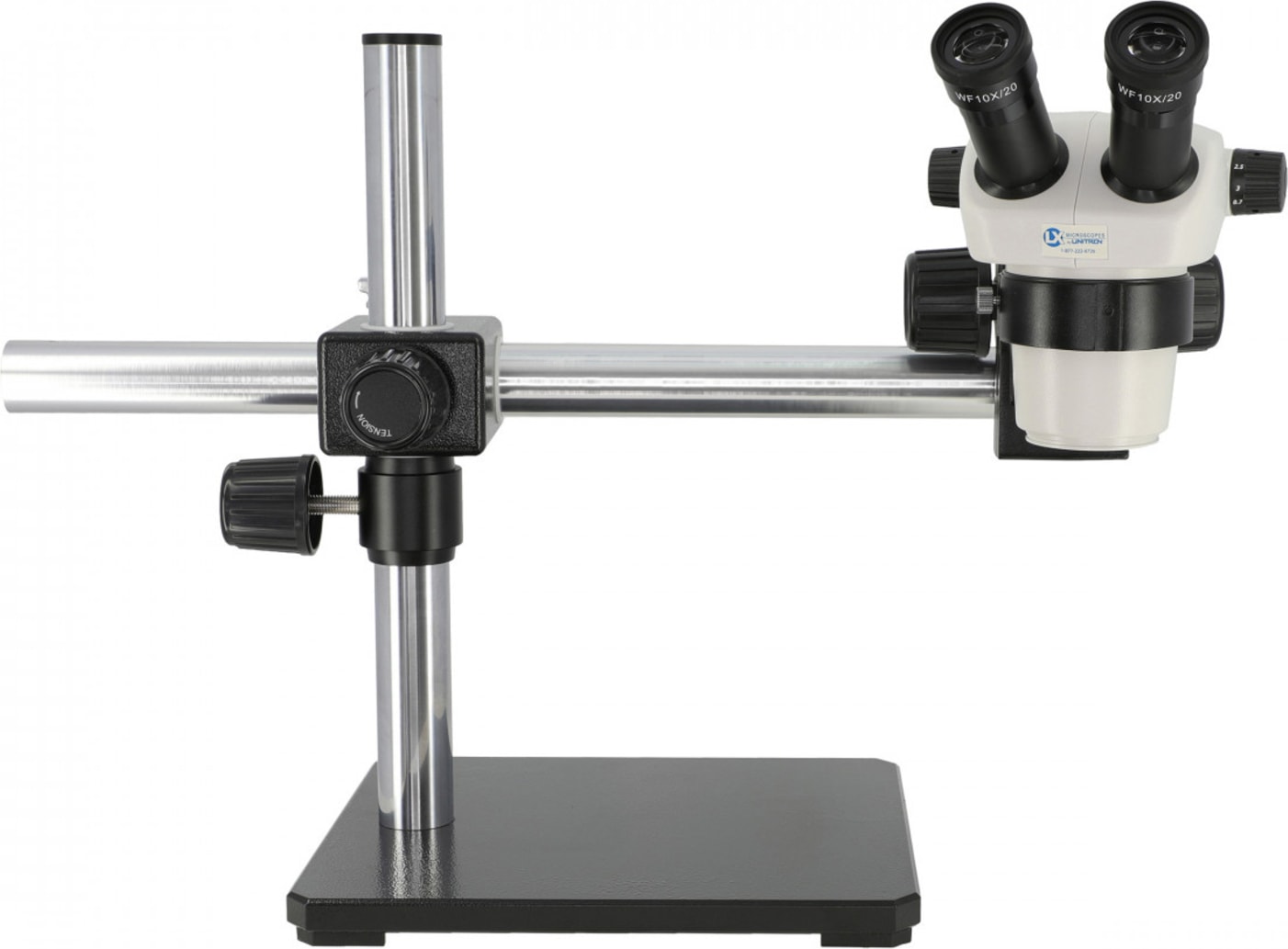 LX Microscopes by Unitron 230 - Binocular Stereo Microscope with Single Arm Boom Stand