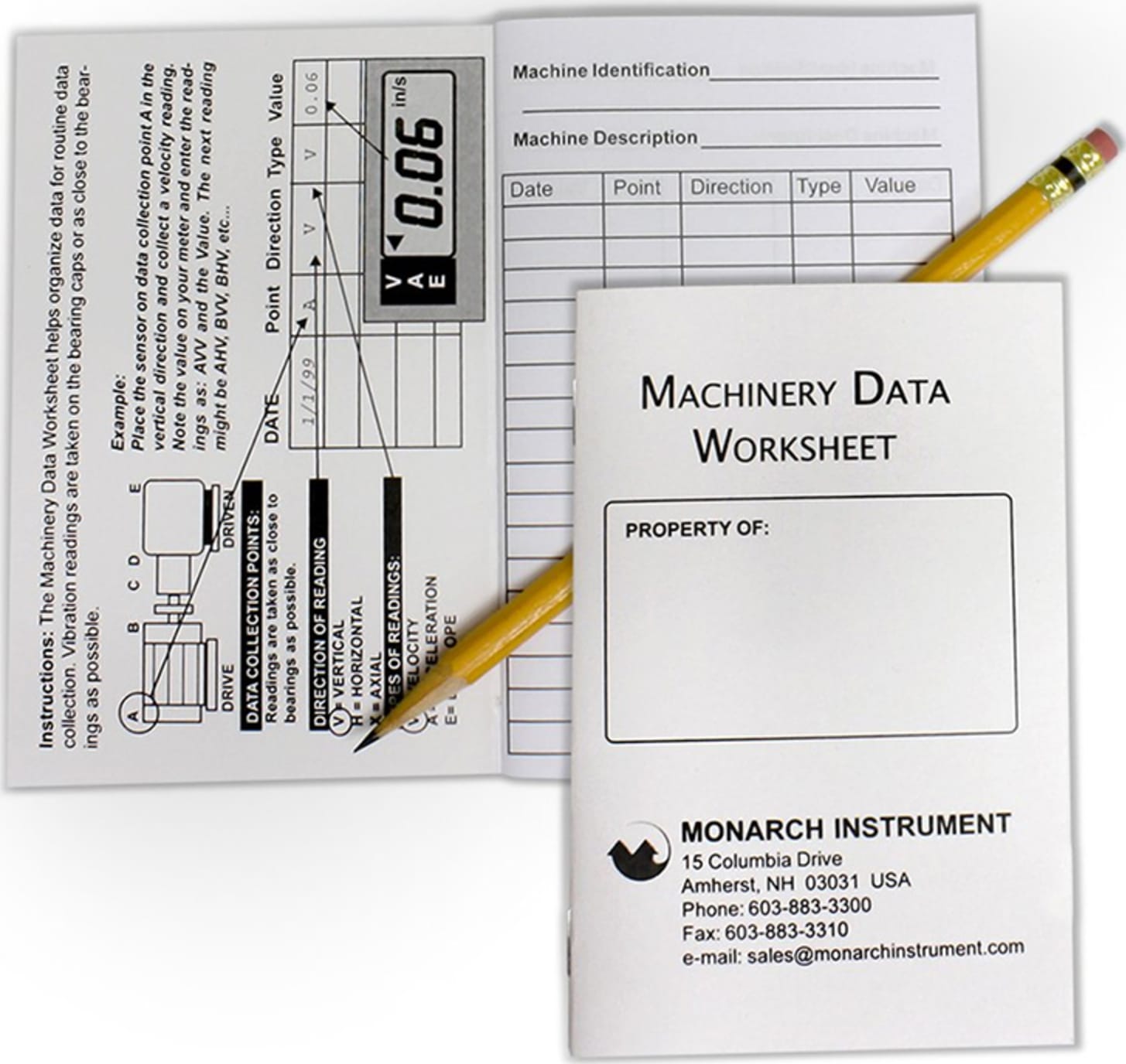 Monarch 6480-051 Machinery Data Worksheet Book with 40 Sheets