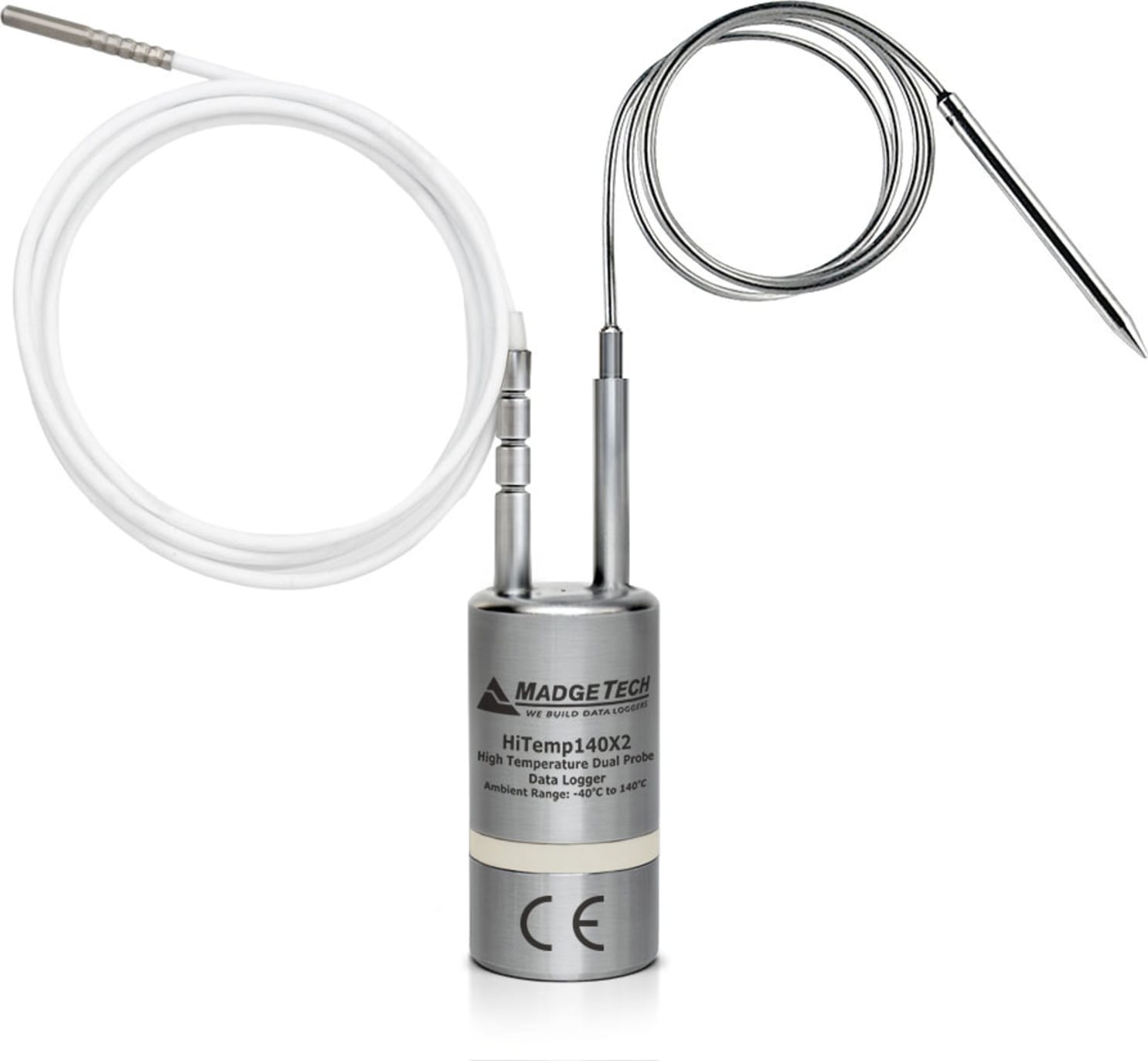 Madgetech HiTemp140X2FP72PT1 - Dual Probe High Temperature Data Logger, 72-in Flex Probe, 24-in Bendable Probe with 1-in Tip