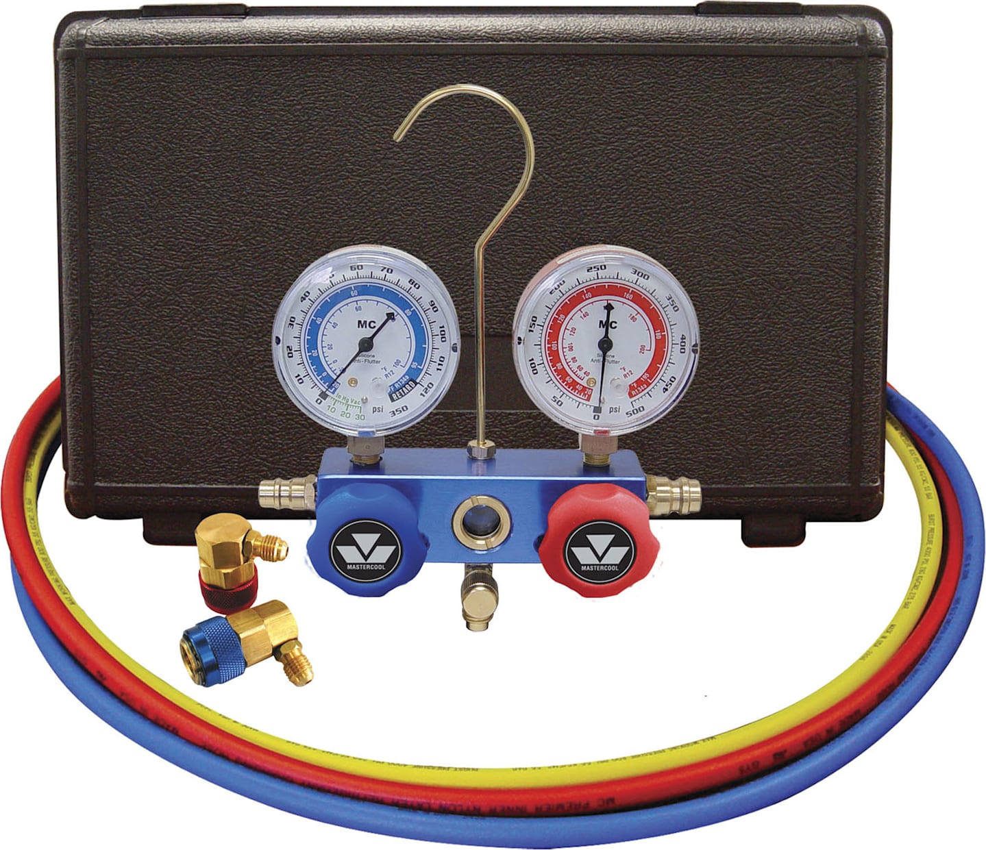 Mastercool 89660 - R134a Automotive 2-Way Manifold 2 1/2-Inch Gauge Set - 60-Inch Hoses