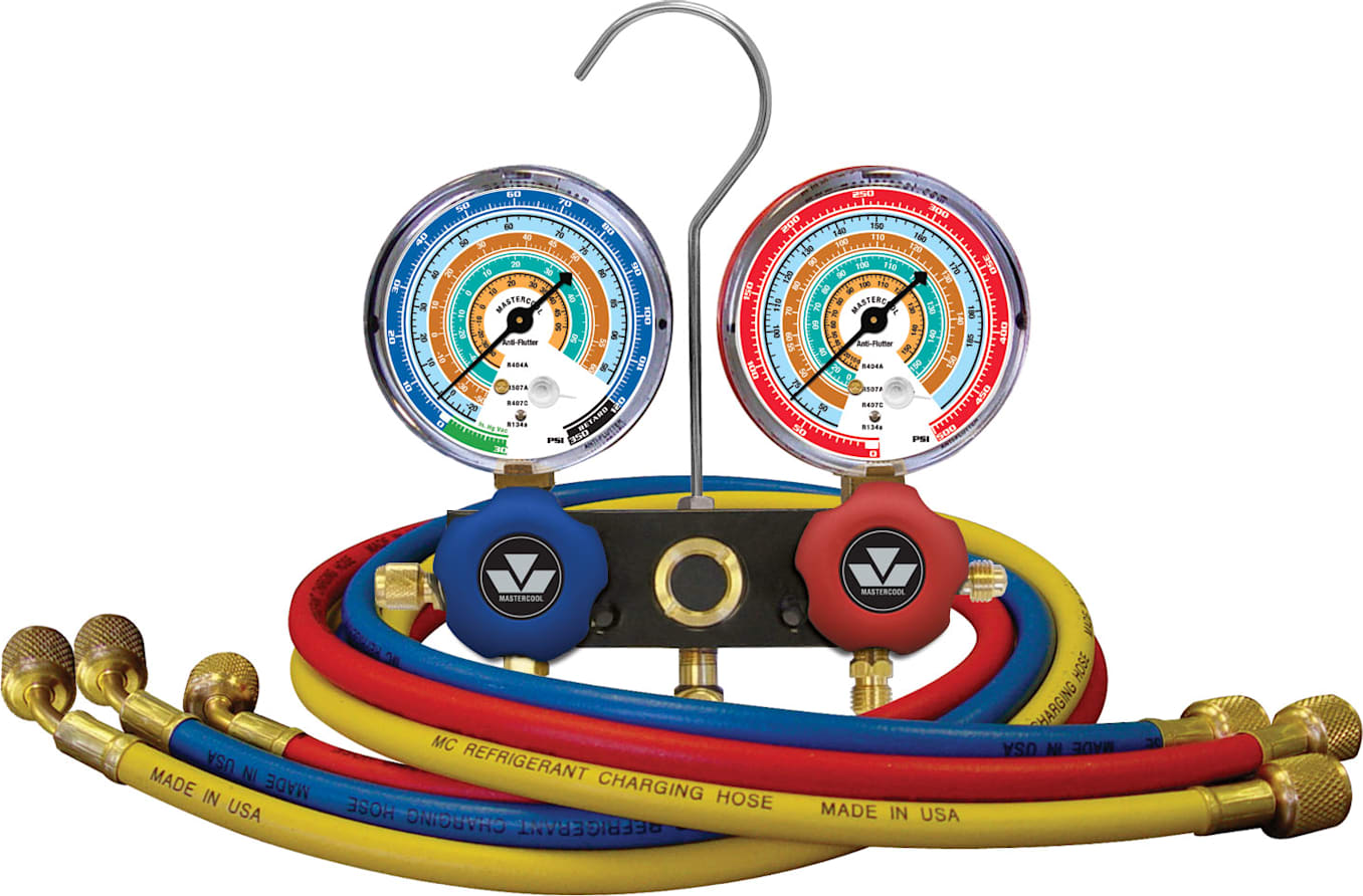 Mastercool 54172 - R404A, R407C, R507A, R134a Aluminum Manifold Gauge set