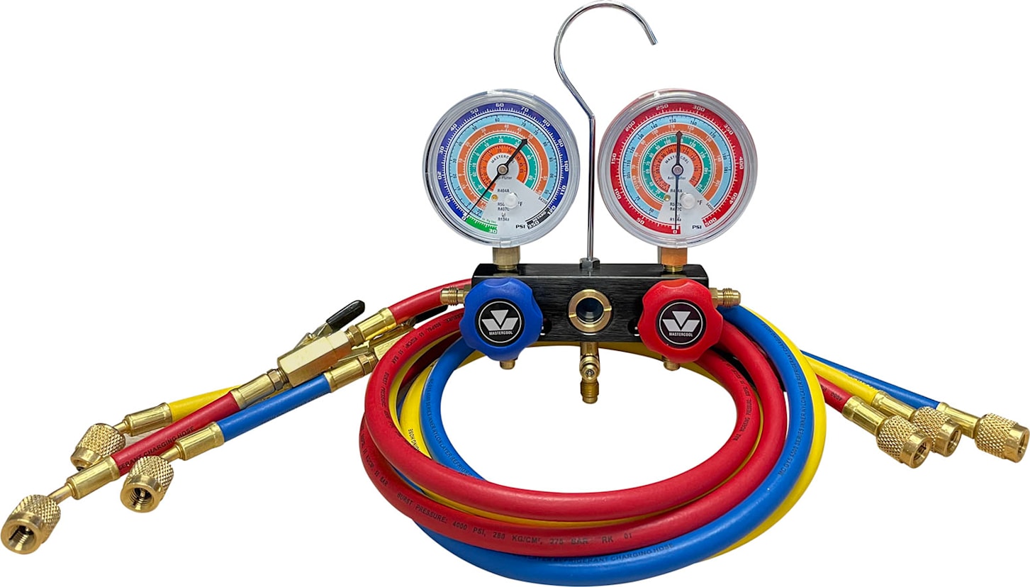 Mastercool 54372 - R404A, R407C, R507A, R134a Aluminum Manifold Gauge Set