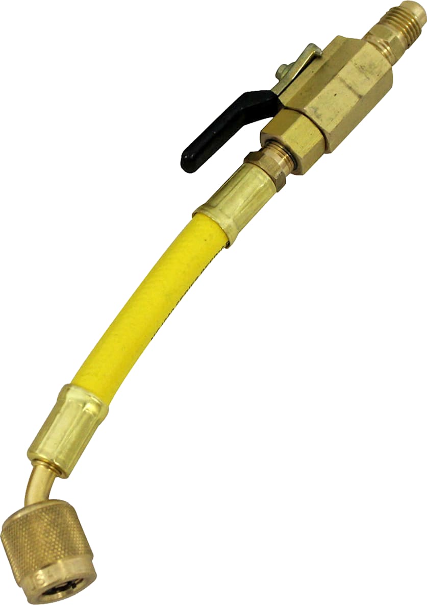 Mastercool 90264 - Yellow Hose with 1/4 x 1/4 Straight Manual Shut-Off Valve