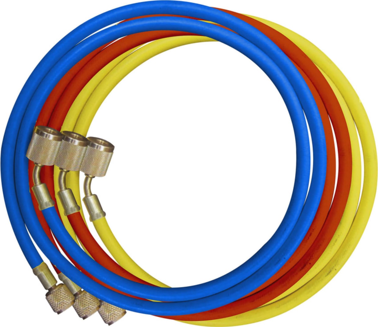Mastercool 45360 - Set of Three 60” R12, R502 Standard Hoses w/ Automatic Shut-Off Valve Fittings (1/4” SAE)
