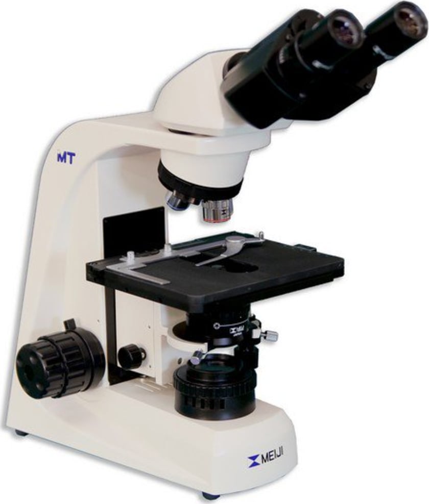 Meiji Techno MT4200H Halogen Binocular Brightfield Biological Microscope Right Angle View