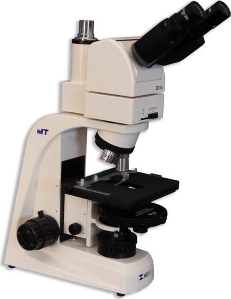 Meiji Techno MT4310EH Halogen Ergonomic Trinocular Brightfield Phase Contrast Biological Microscope Right Side Angle View