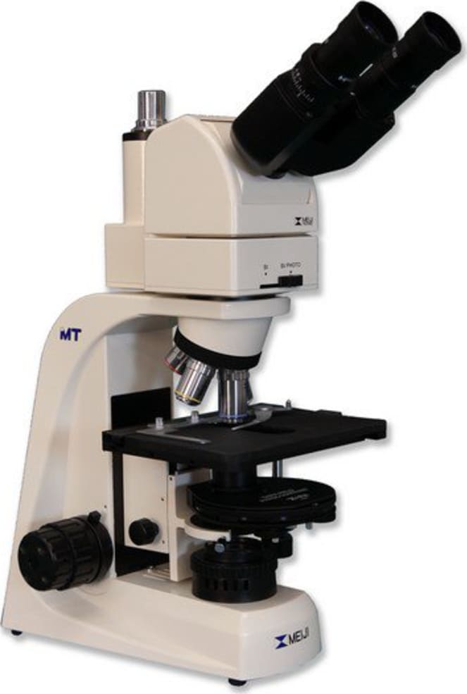 Meiji Techno MT5310EH Halogen Ergonomic Trinocular Brightfield Phase Contrast Biological Microscope Right Side Angle View