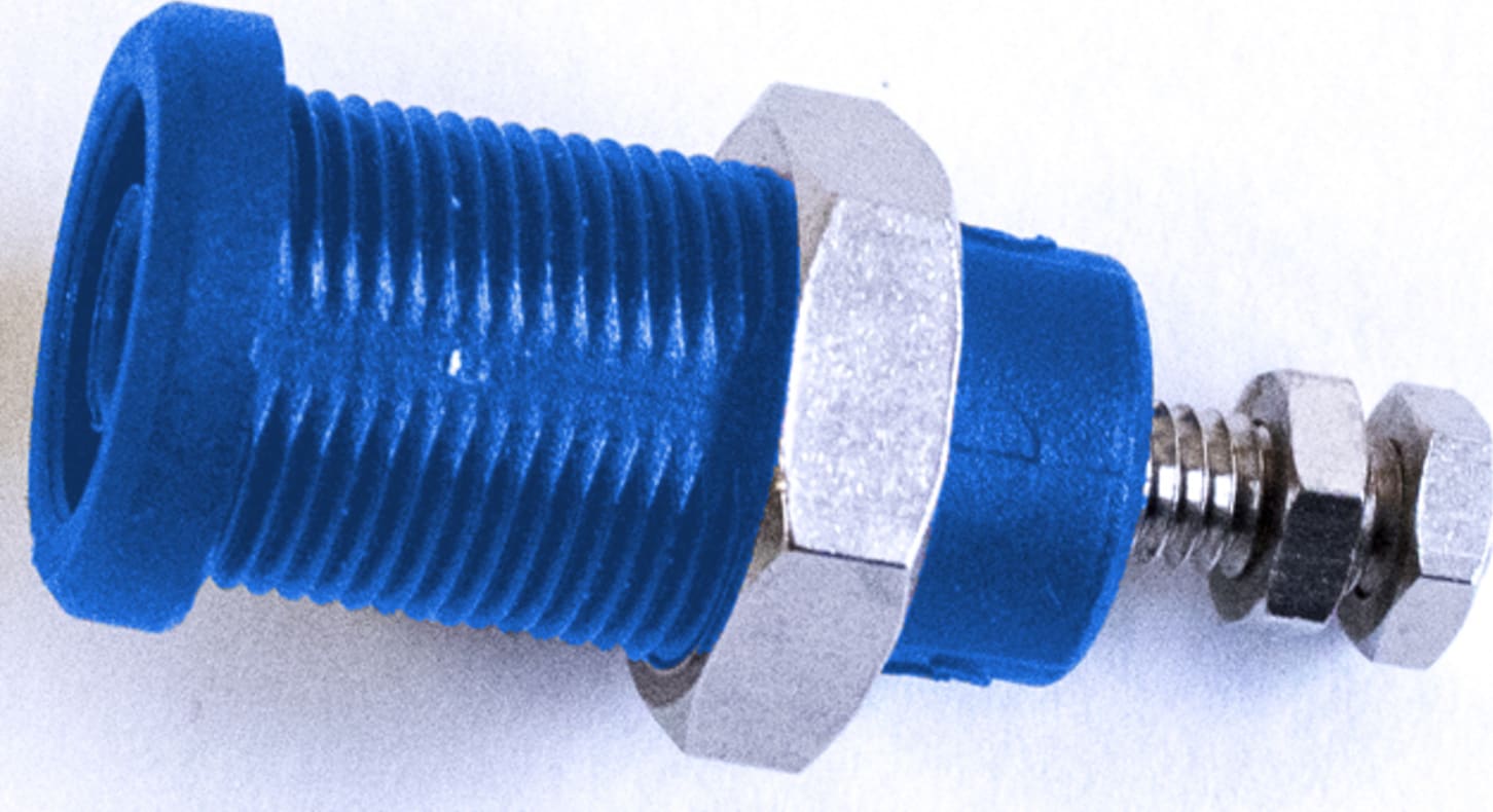 Mueller ElectricBU-P72930-6 Panel Mount Jack for Sheathed Plugs - Blue