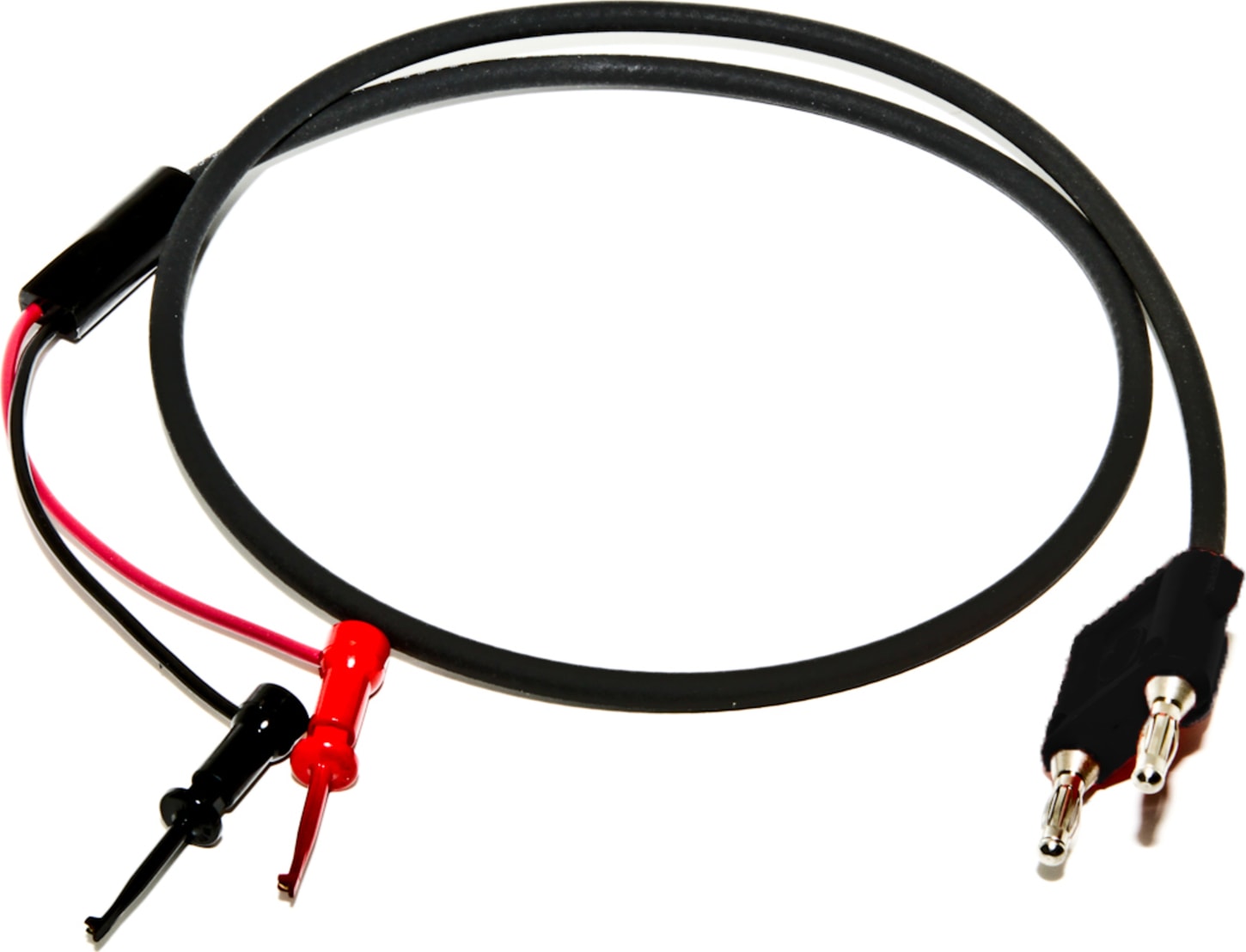 Mueller Electric BU-7014-B-12-0 Black Stackable Dual Banana Plug to Mini-Micro-Plunger with RG58, 12