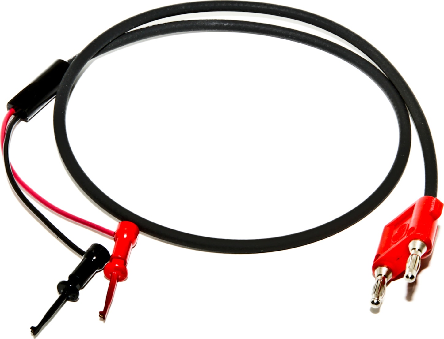 Mueller Electric BU-7014-B-36-2 Red Stackable Dual Banana Plug to Mini-Micro-Plunger with RG58, 36