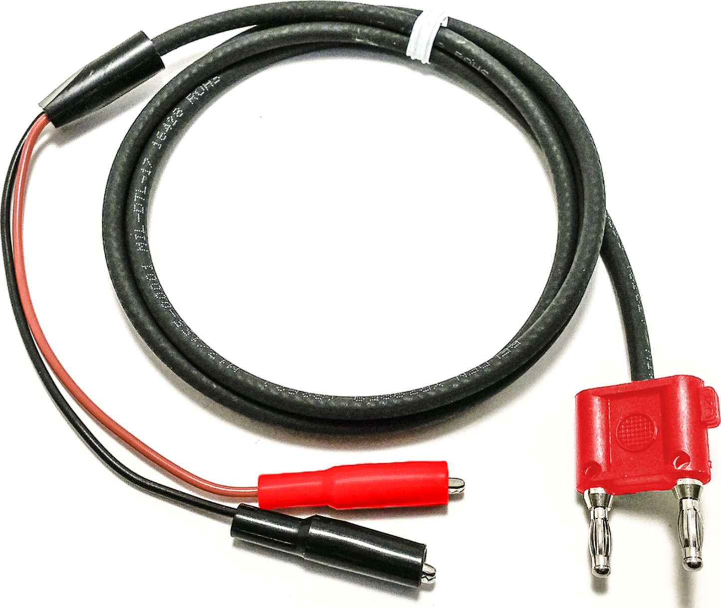 Mueller Electric BU-7031-B-12-2 Red Stackable Dual Banana Plug to Mini-Alligator Clip with RG58, 12