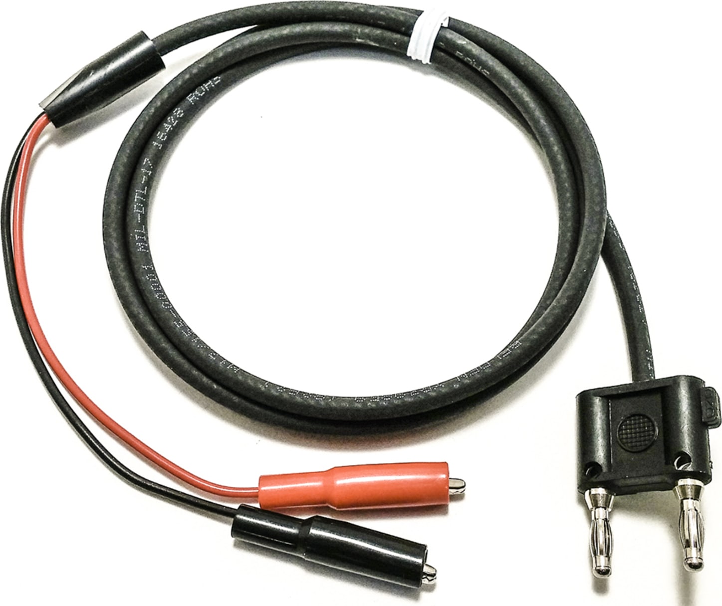 Mueller Electric BU-7031-B-36-0 Black Stackable Dual Banana Plug to Mini-Alligator Clip with RG58, 36