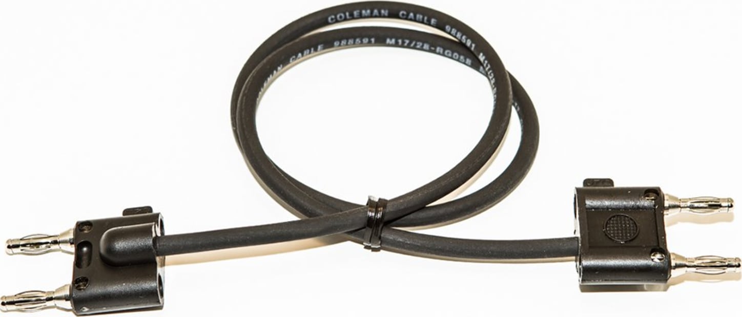 Mueller Electric BU-7070-B-36-0 Black Stackable Double Banana Plug on Both Ends-RG58, 36 RG58 Coax