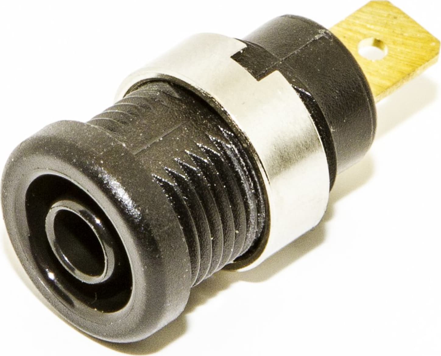 Mueller Electric BU-P72913-0 Panel Mount 4mm Jack for Sheath Plug Gold Plated Black 10PK