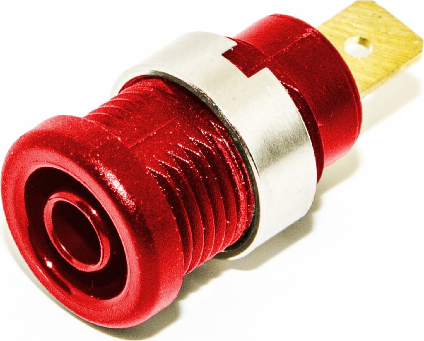 Mueller Electric BU-P72913-2 Panel Mount 4mm Jack for Sheath Plug Gold Plated Red 10PK