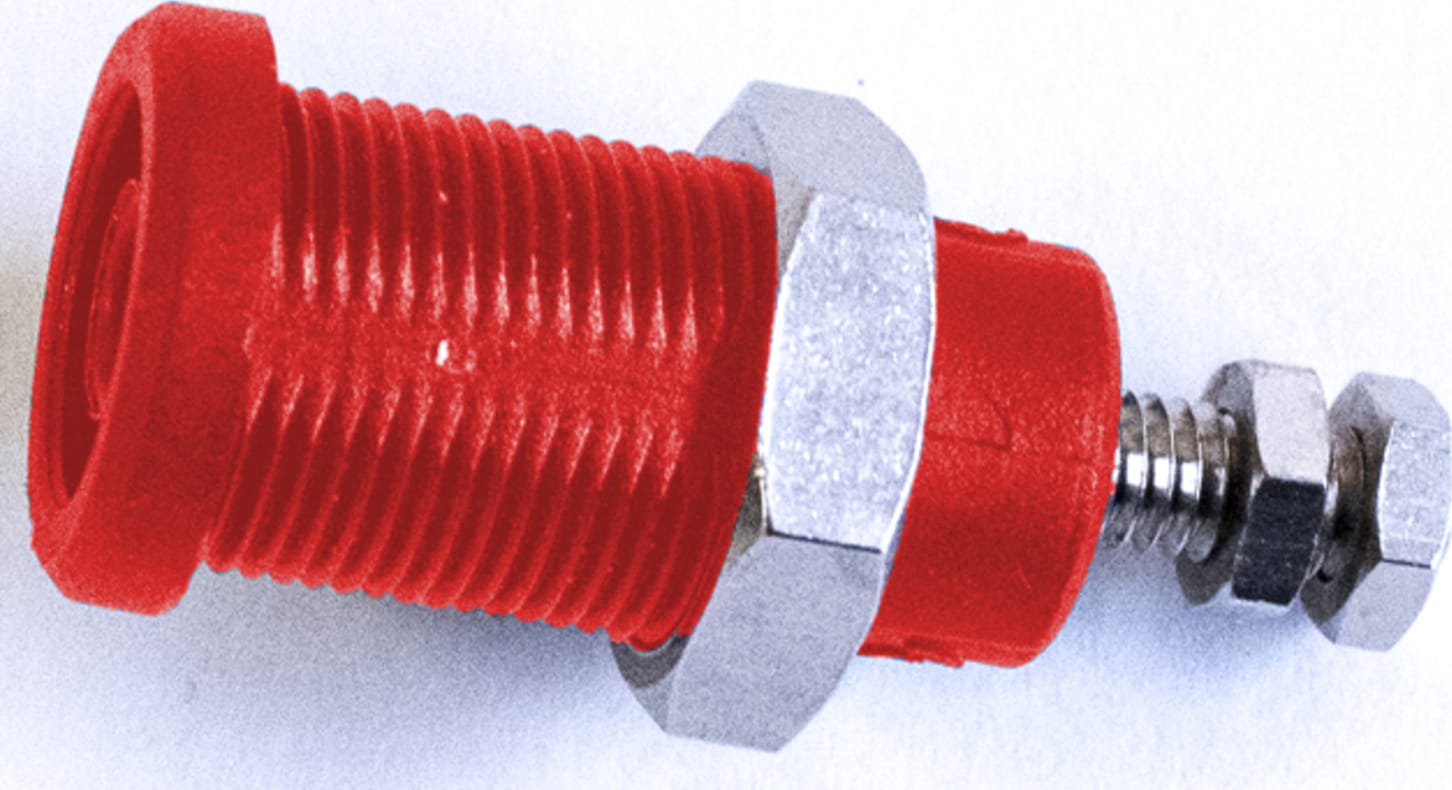 Mueller Electric BU-P72930-2 Panel Mount Jack for Sheathed Plugs - Red