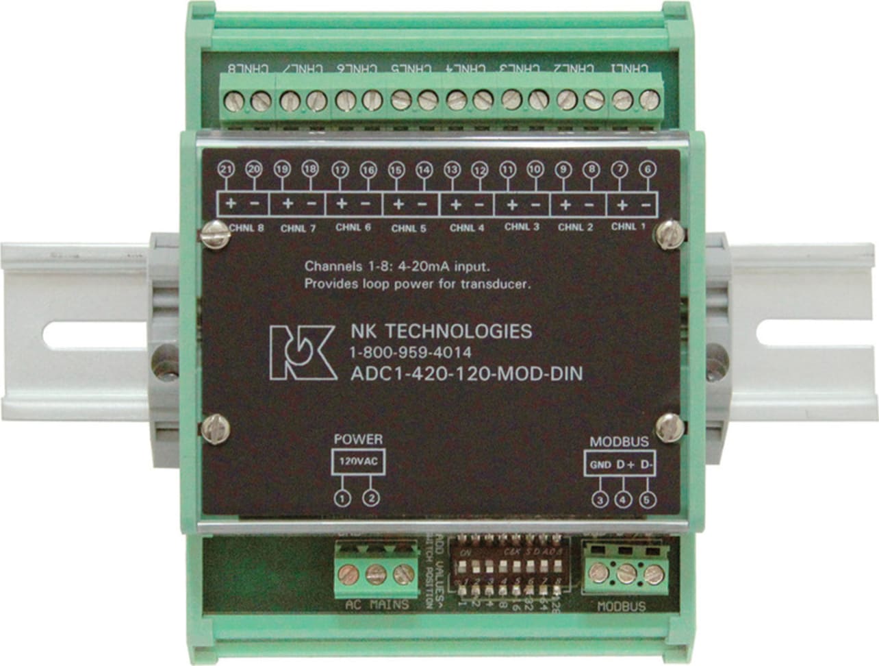 NK ADC1-420-120-MOD-DIN - Analog to Digital Signal Converter, Eight ...