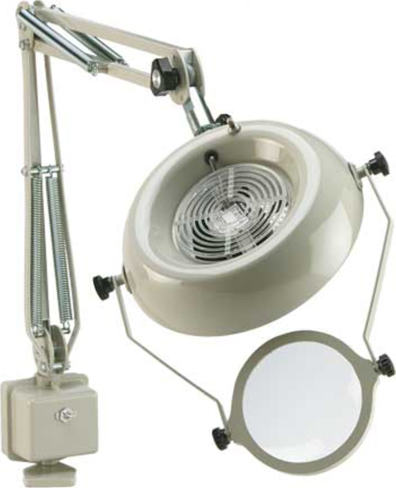 OC White 25500 Exhaust-A-Lite Fume Removal - 43" Reach - 5" Dia, 3 Diopter Magnifying Lens - Table Edge Clamp