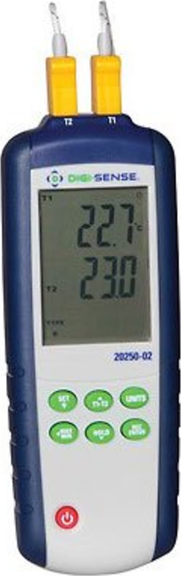 Oakton WD-20250-02 Digi-Sense 2-Input Data Logging Thermocouple Probe Thermometer, Type K/J, NIST Traceable Cal