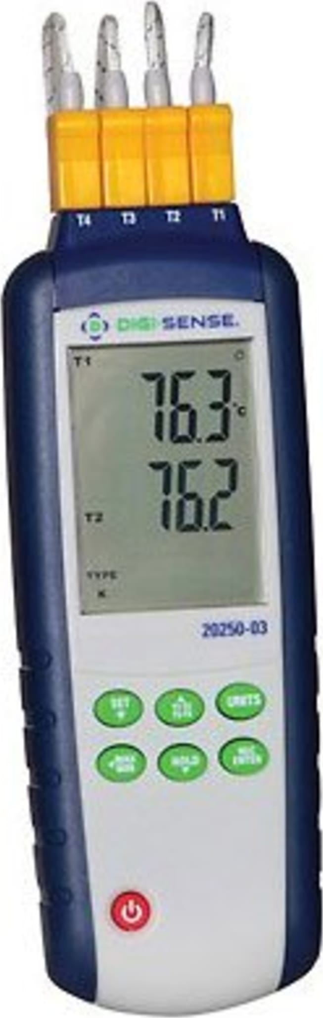 Oakton WD-20250-03 Digi-Sense 4-Input Data Logging Thermocouple Probe Thermometer, Type K/J, NIST Traceable Cal