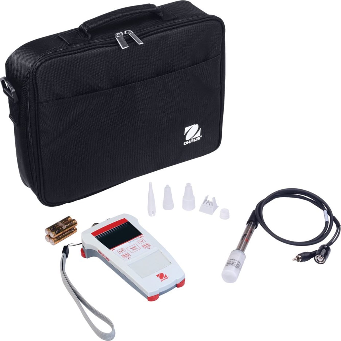 Ohaus ST300-G Starter 300 Portable pH Meter with ST320 3-in-1 Plastic Gel pH Electrode and Portable Bag