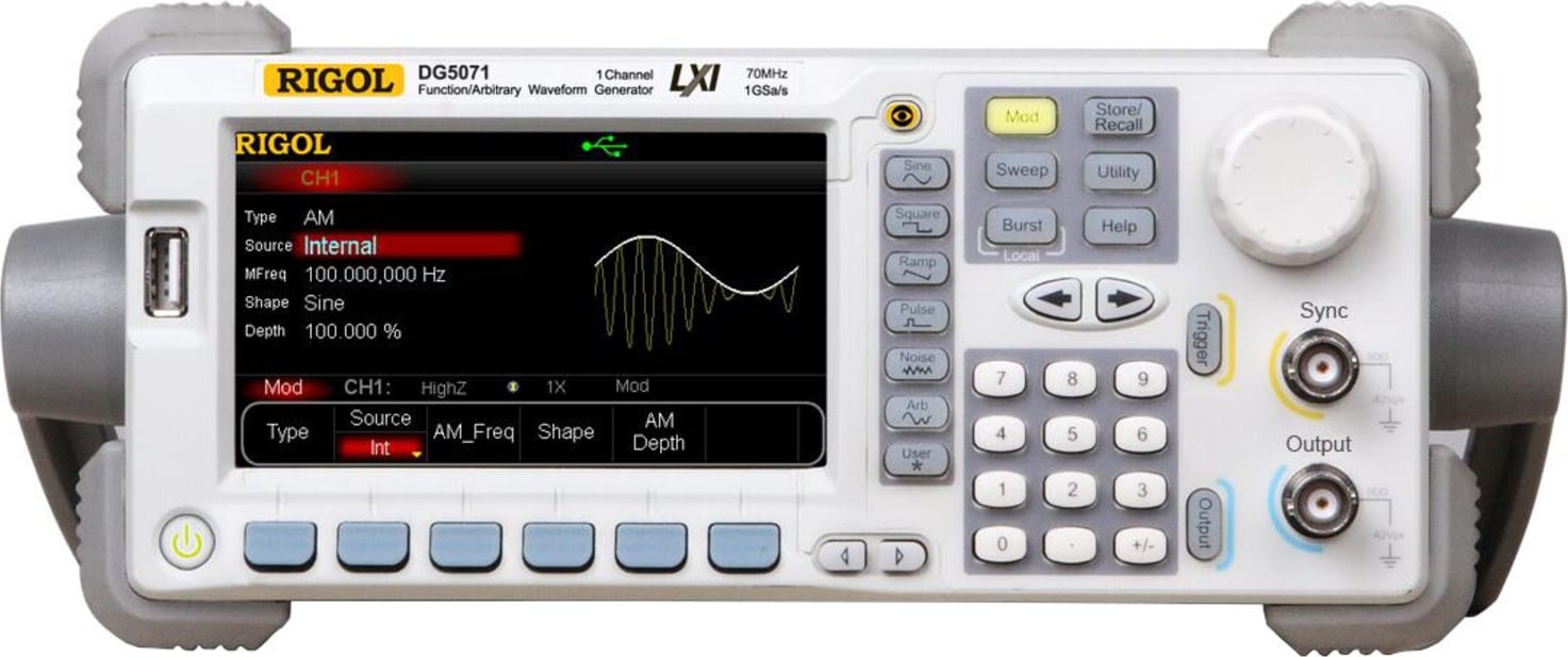 Rigol DG5071 70 MHz, 1 Channel, 14 bit Arbitrary Waveform and Function Generator