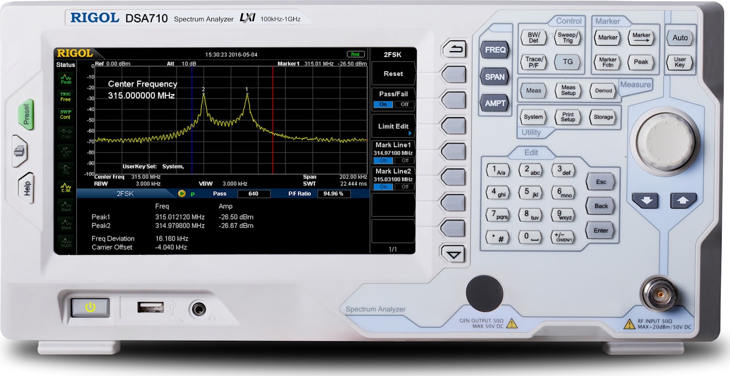 Rigol DSA710 100kHz to 1GHz Spectrum Analyzer