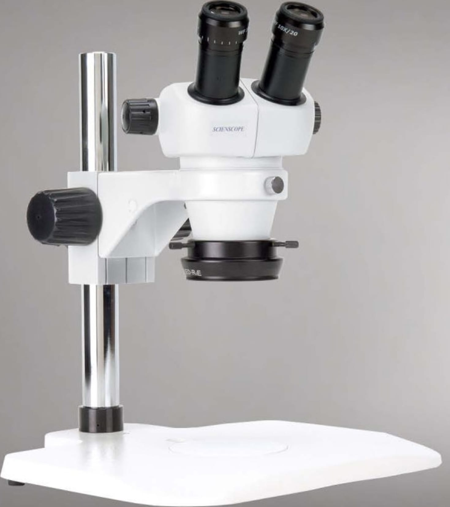 SCIENSCOPE ELZ-PK1-FR ELZ Stereo Zoom Binocular on Ergo Post Stand w/ Fluorescent Ring Light