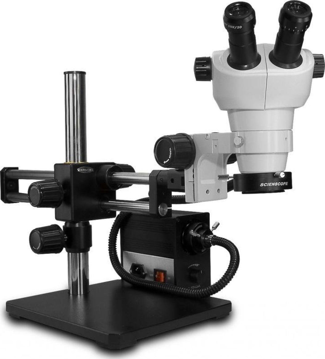 Scienscope CMO-PK5-AN-D E-Series 20� Inclination Head on "Dual Arm Boom Stand" with Fiber Optic Light