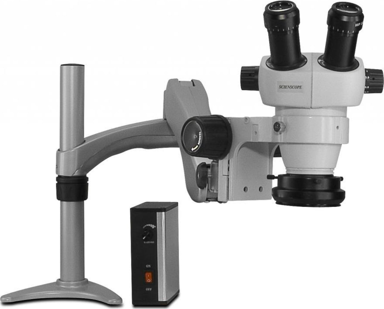 Scienscope ELZ-PK3-LED ELZ Stereo Zoom Binocular on CF Articulating Arm w/ LED Ring Light