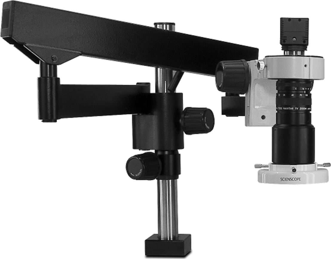 Scienscope MAC-PK3-FR-U-FX Macro Zoom Lens on Heavy Duty C-Lamp Articulating Arm w/ Fluorescent Light & USB2 Camera