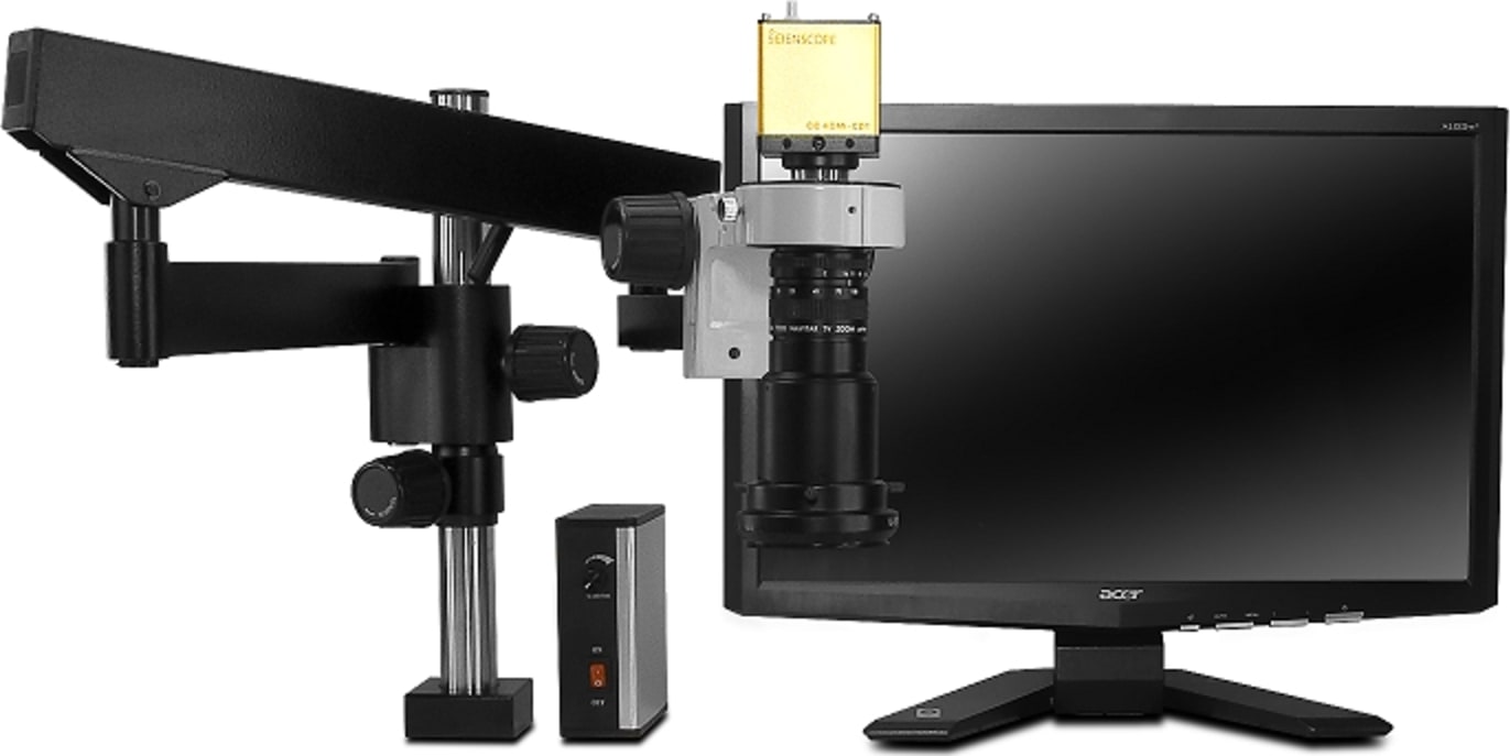 Scienscope MAC-PK3-LED-HD-FX Macro Zoom Lens on Heavy Duty C-Lamp Articulating Arm w/ Adjustable LED Light & HD Camera