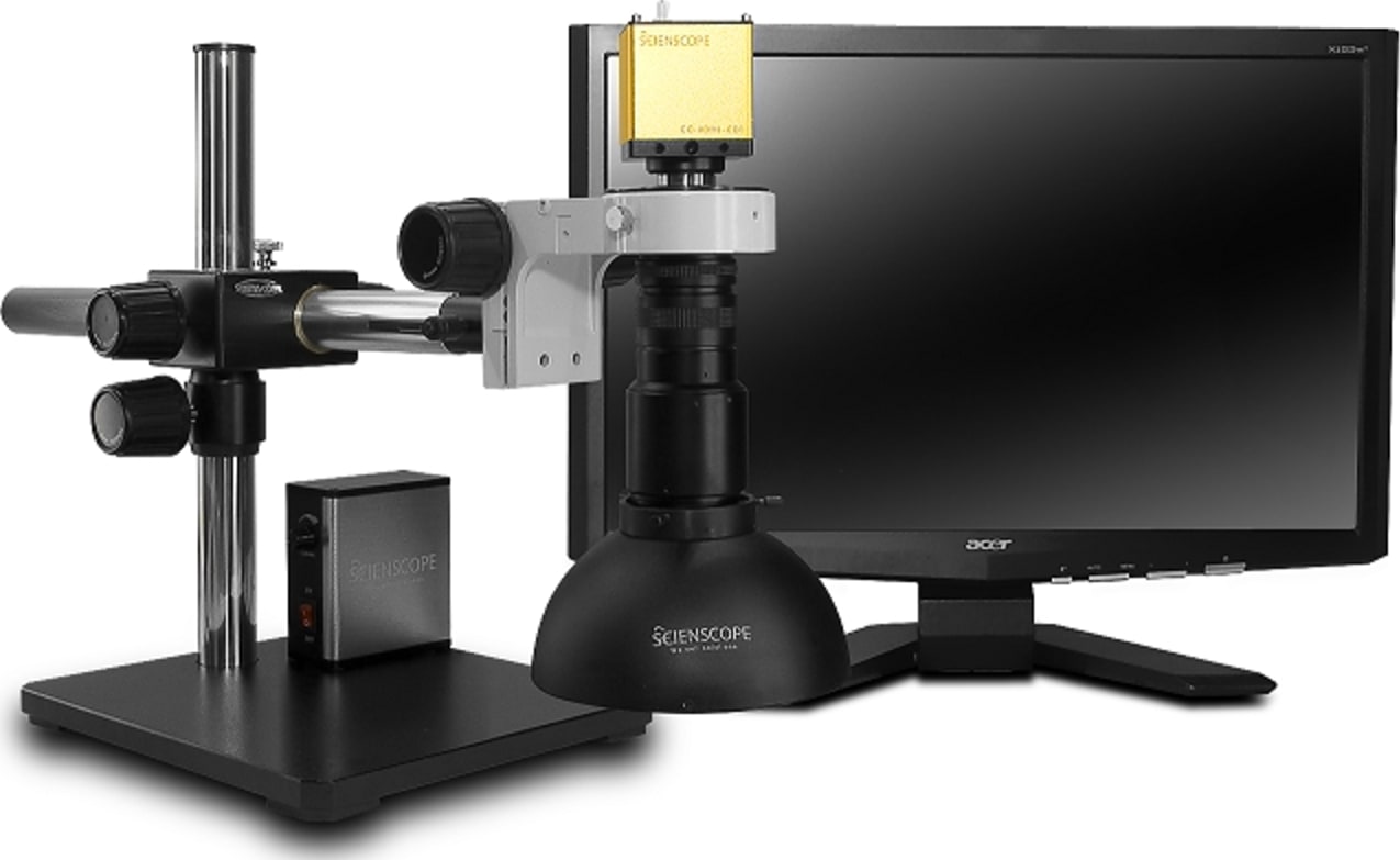 Scienscope MAC-PK5-DM-HD-S Macro Zoom Lens on Single Arm Boom Stand with HD Camera & Adjustable LED Light