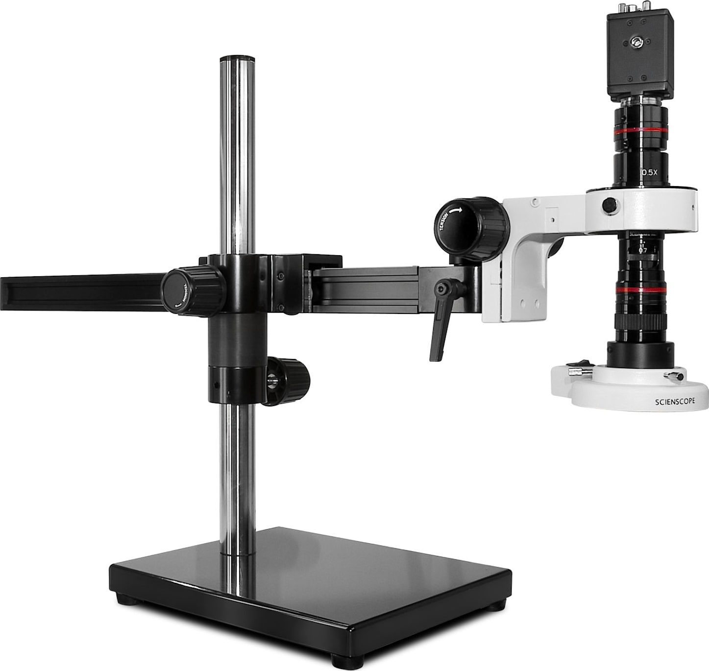 Scienscope MZ7A-PK5-FR-U Micro Lens with USB2.0 Camera - Fluorescent Ring Light Featuring NEW Gliding Arm Boom Stand